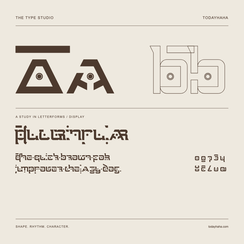 Futurinsular — Letterform study with sample sentence and numbers