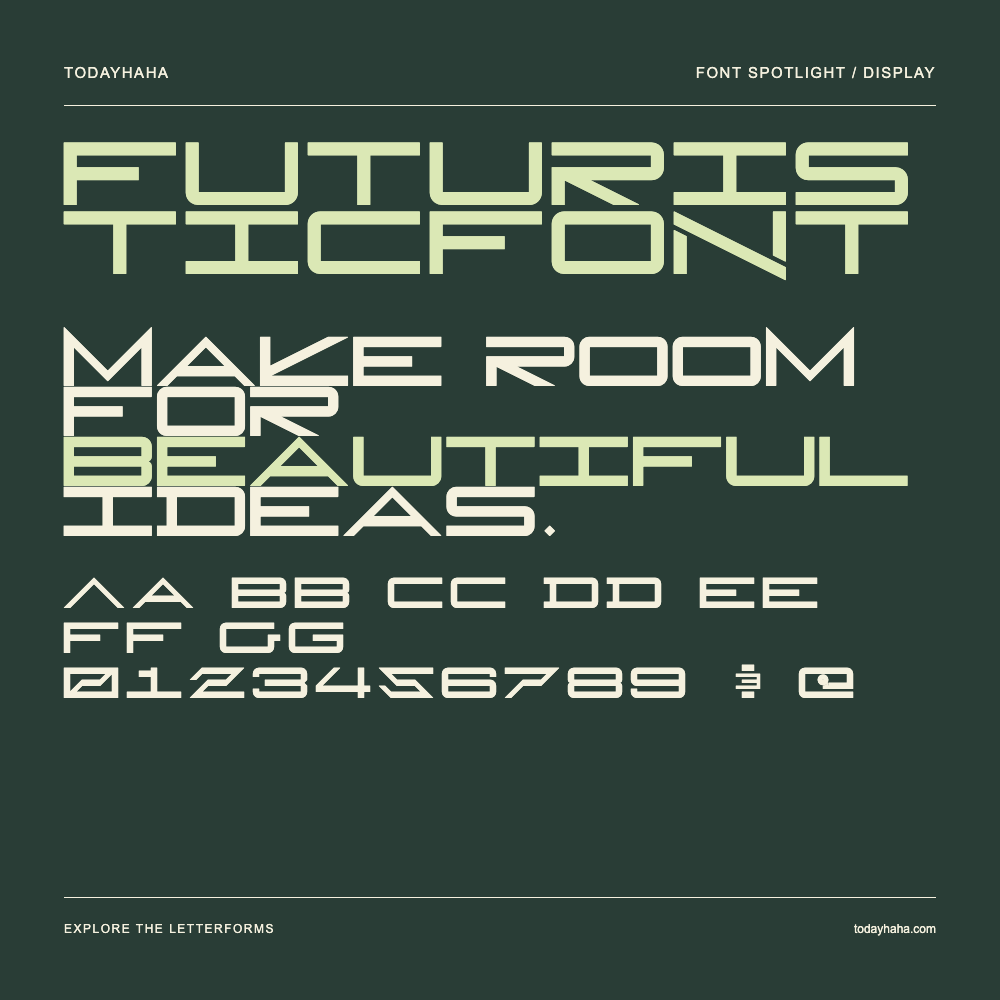 FuturisticFont — Affiche typographique avec exemple de texte