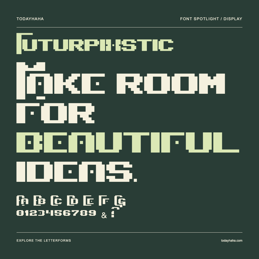 Futurpixstic — Póster tipográfico con texto de muestra