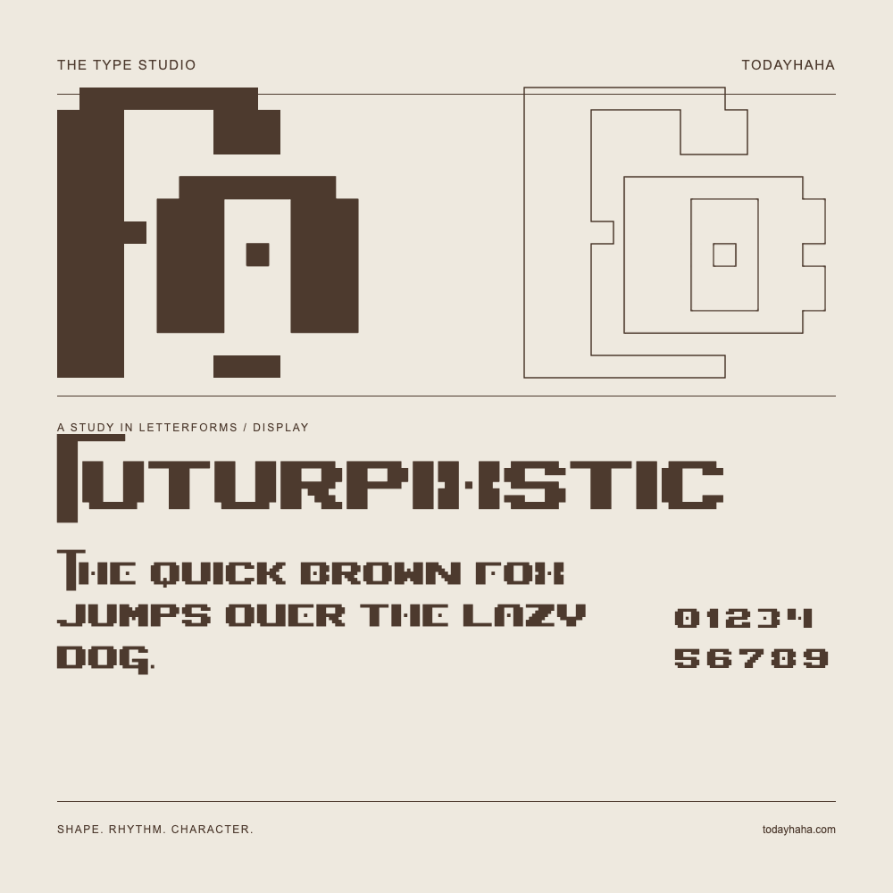 Futurpixstic — Estudio de letras con una frase y números