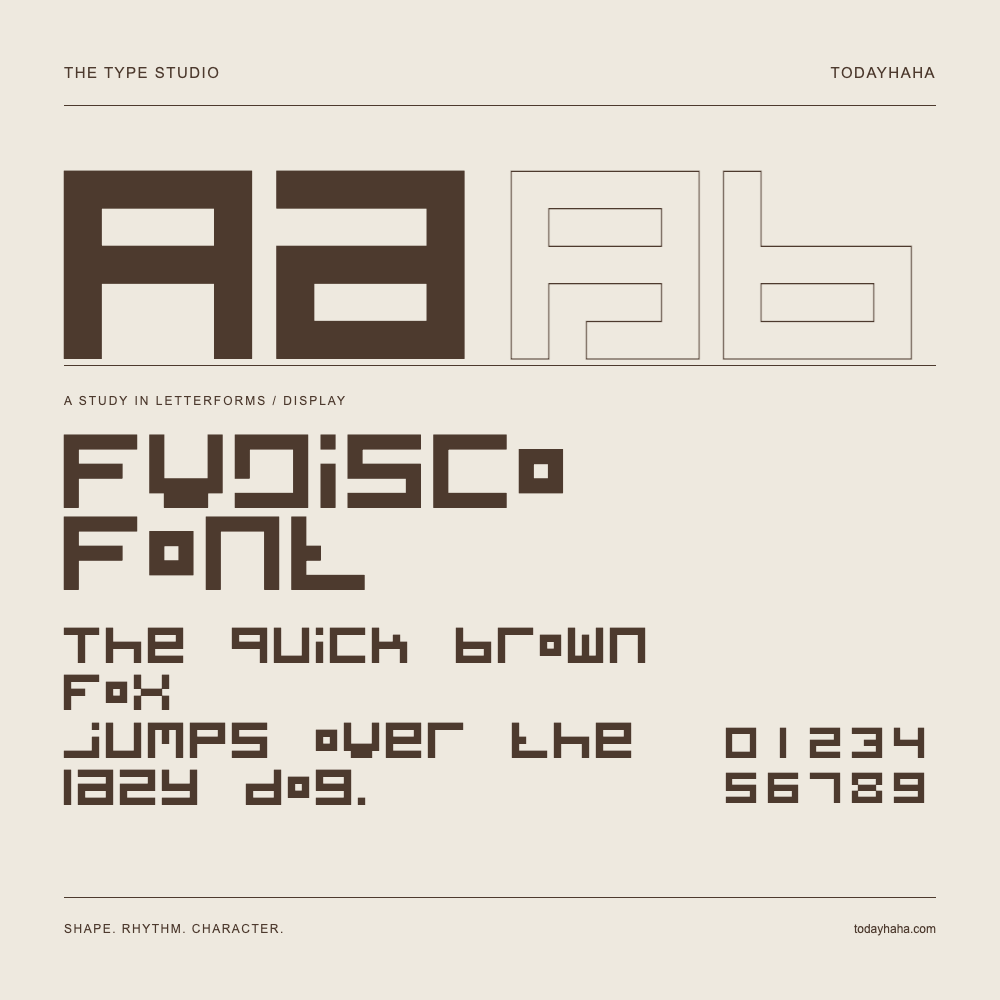 FVDisco Font — Estudio de letras con una frase y números
