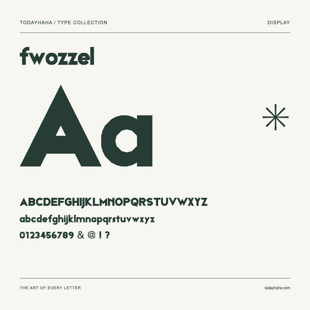 fwozzel — Schriftmuster mit Großbuchstaben, Kleinbuchstaben und Ziffern
