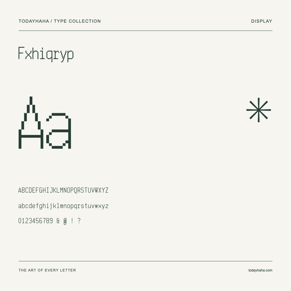 Fxhiqryp — Muestra de mayúsculas, minúsculas y números
