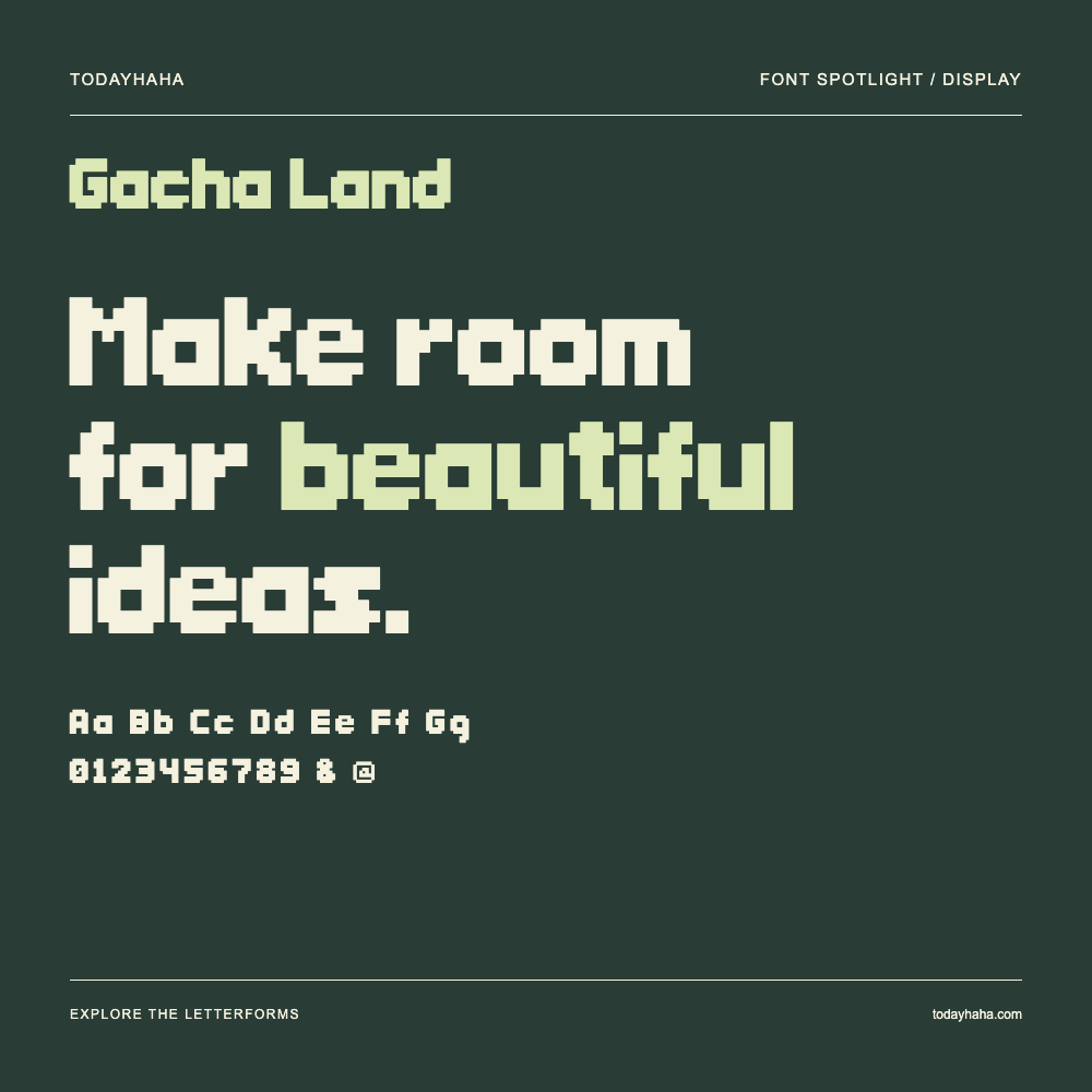 Gacha Land — Póster tipográfico con texto de muestra