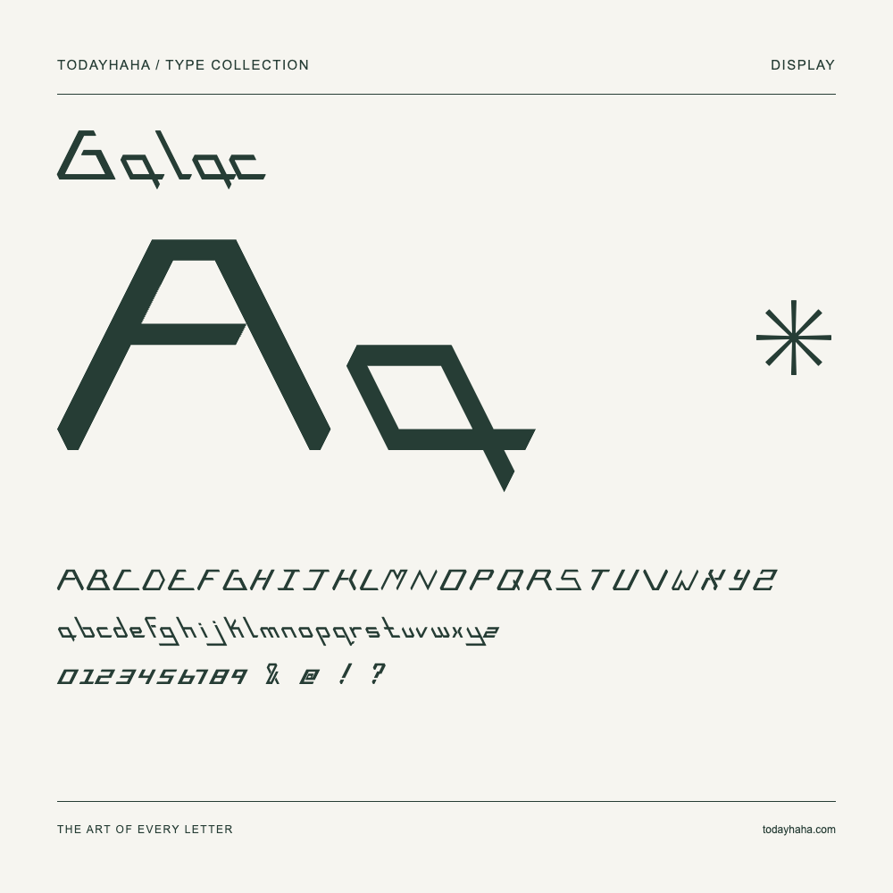Galac — Spécimen avec majuscules, minuscules et chiffres