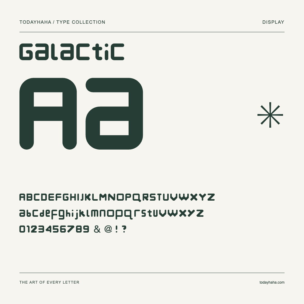 Galactic — Muestra de mayúsculas, minúsculas y números