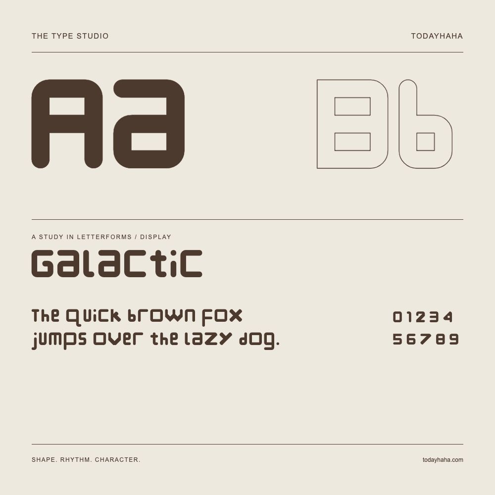 Galactic — Estudio de letras con una frase y números