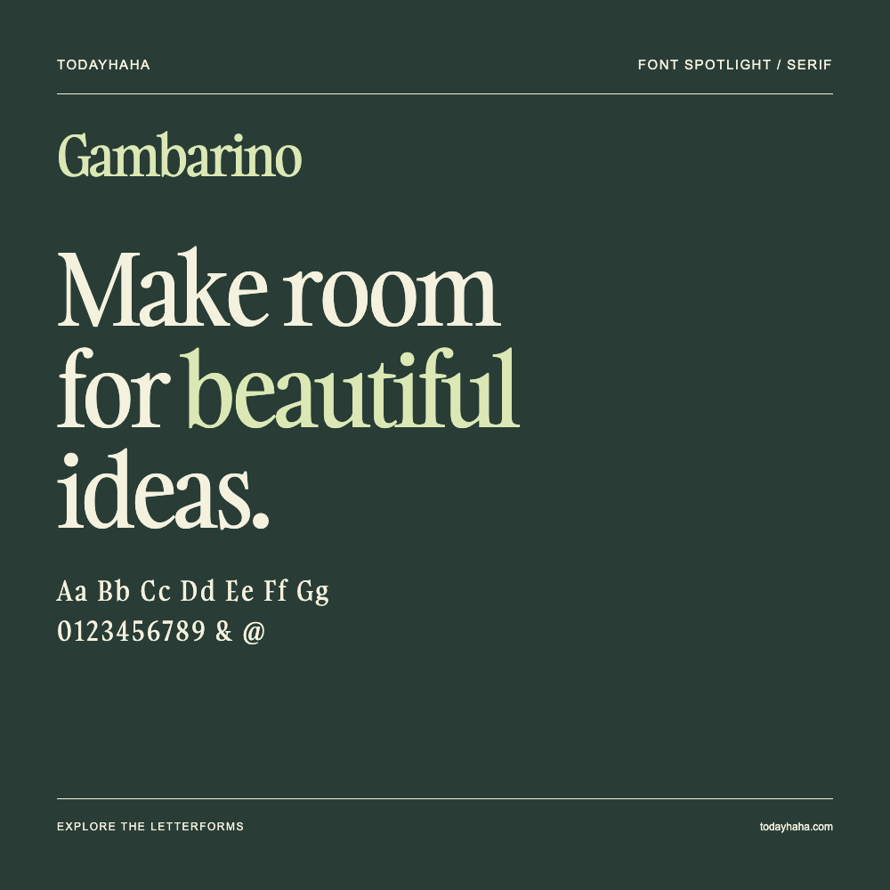Gambarino — Pôster tipográfico com texto de exemplo