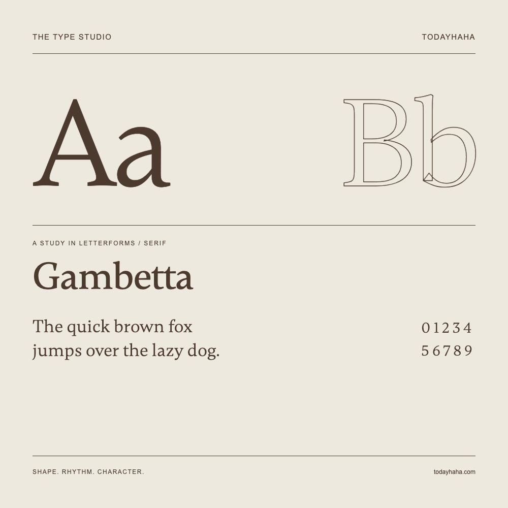 Gambetta — Studio delle lettere con frase e numeri