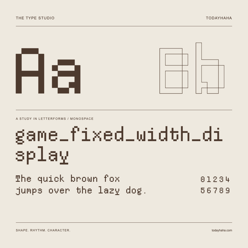 game_fixed_width_display — Estudio de letras con una frase y números