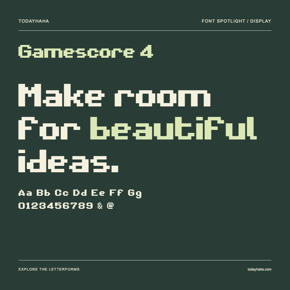 Gamescore 4 — Affiche typographique avec exemple de texte