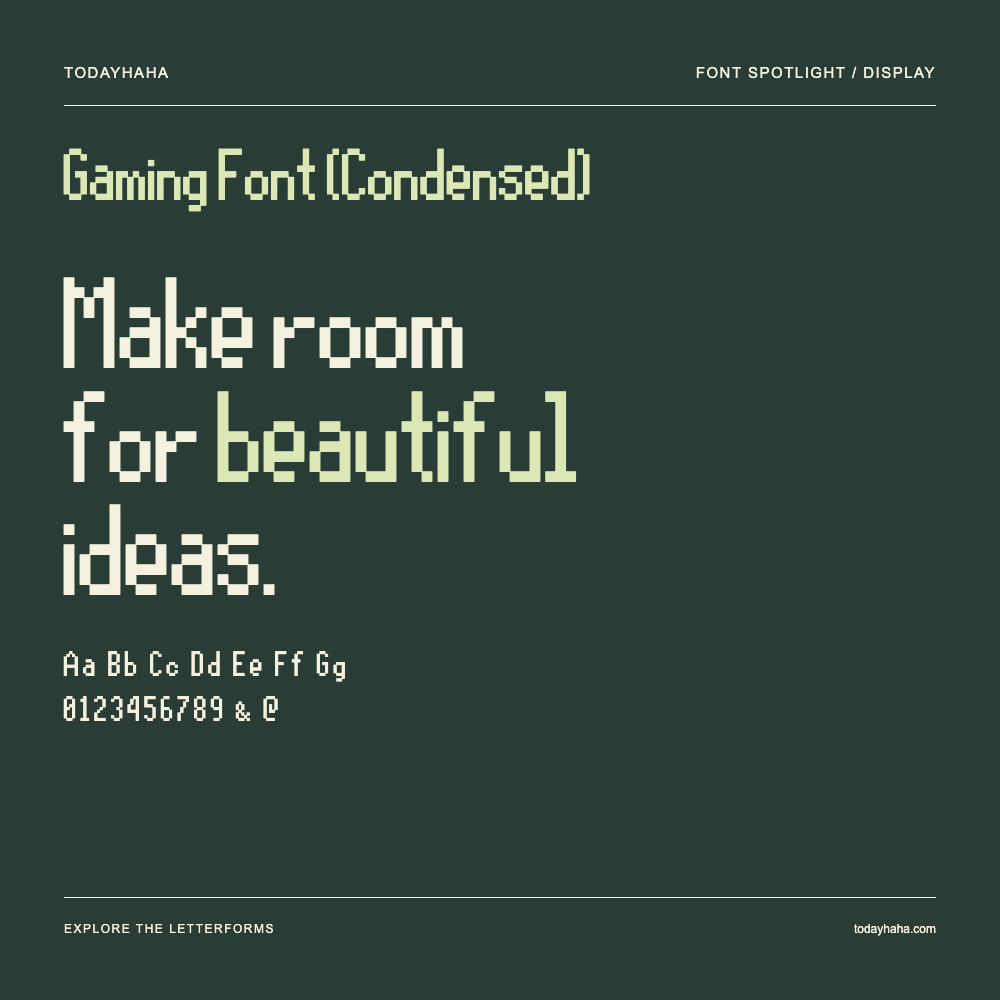 Gaming Font (Condensed) — 字体排版海报：示例文字
