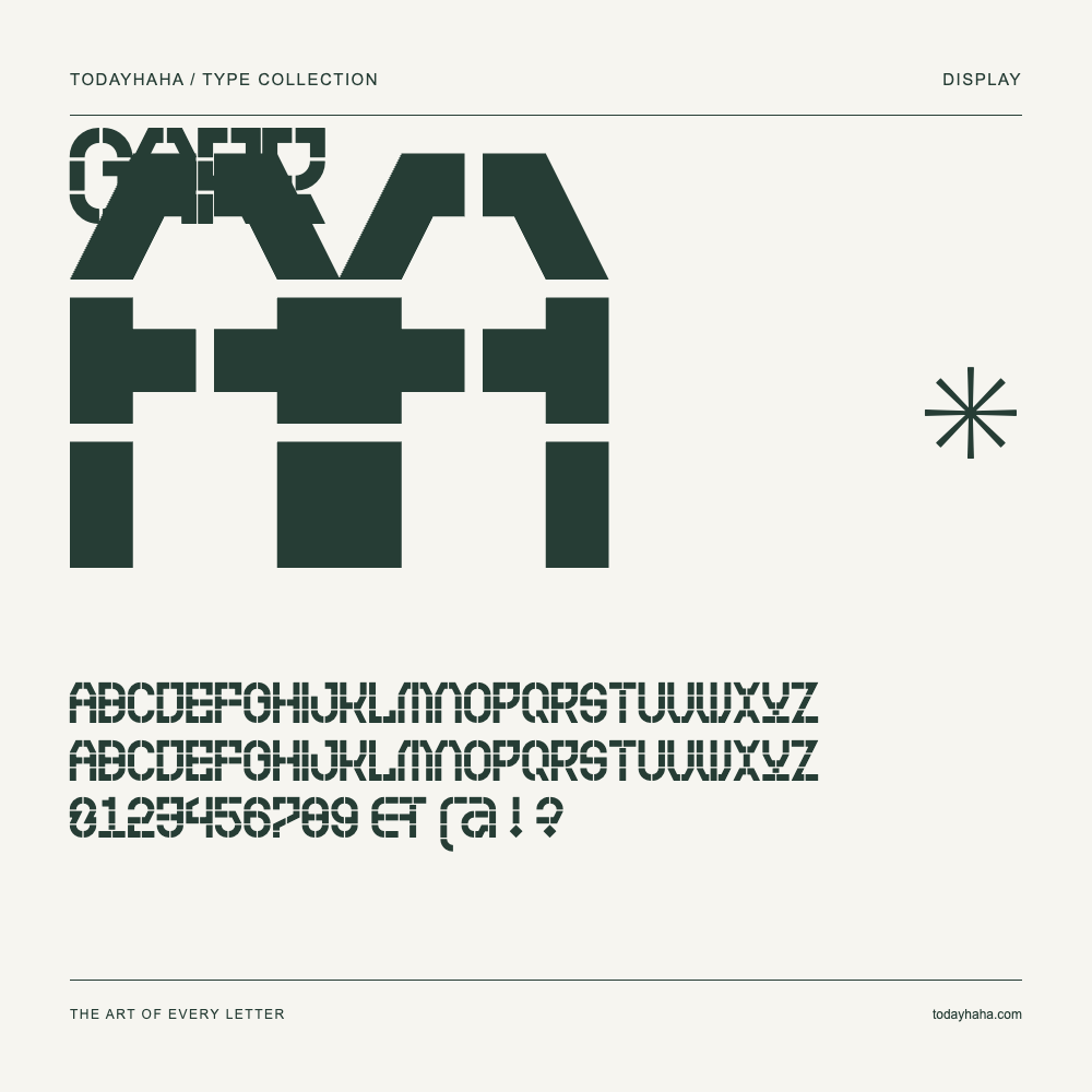 Garr — Schriftmuster mit Großbuchstaben, Kleinbuchstaben und Ziffern