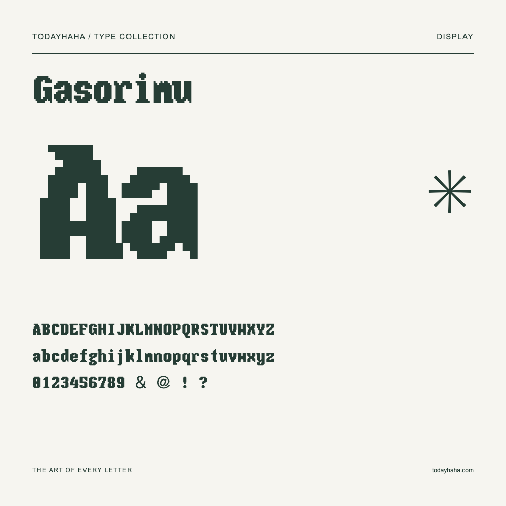 Gasorimu — Muestra de mayúsculas, minúsculas y números