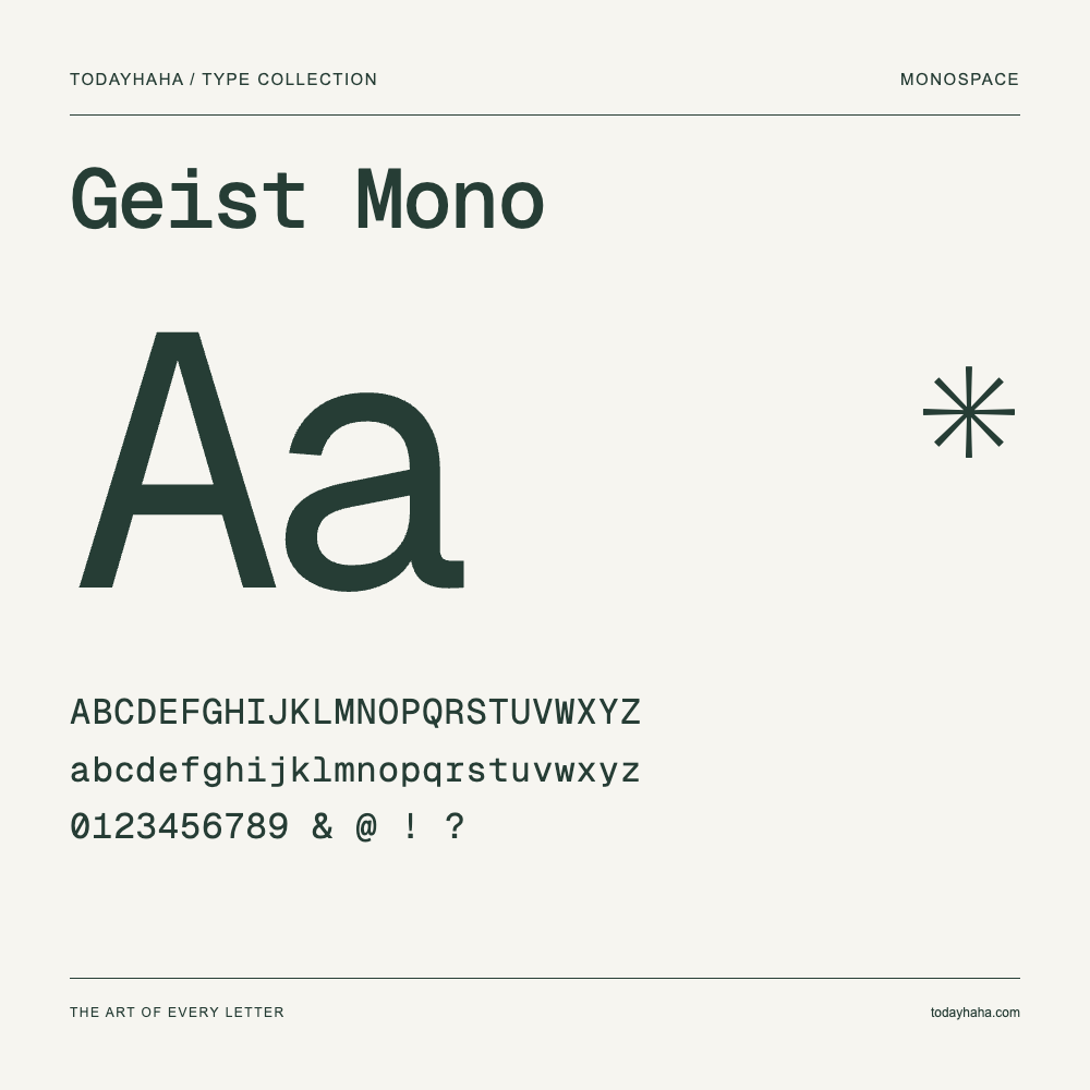 Geist Mono — 字体展示:大小写字母与数字