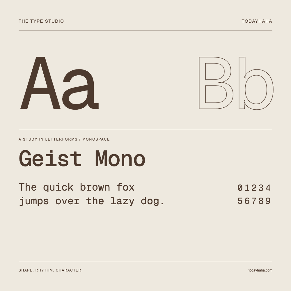 Geist Mono — 字形展示:示例句子与数字