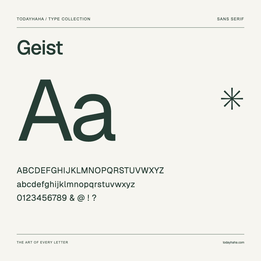 Geist — Font specimen with uppercase and lowercase letters and numbers