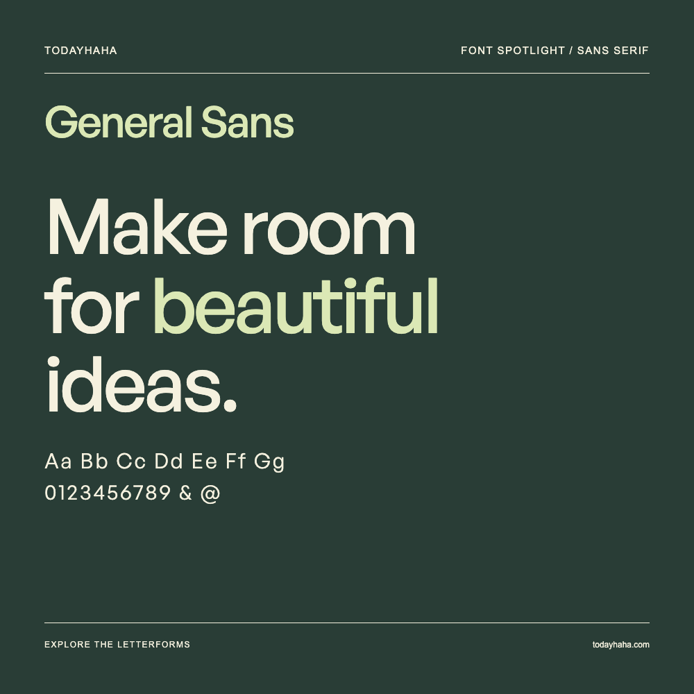 General Sans — Typografieposter mit Beispieltext