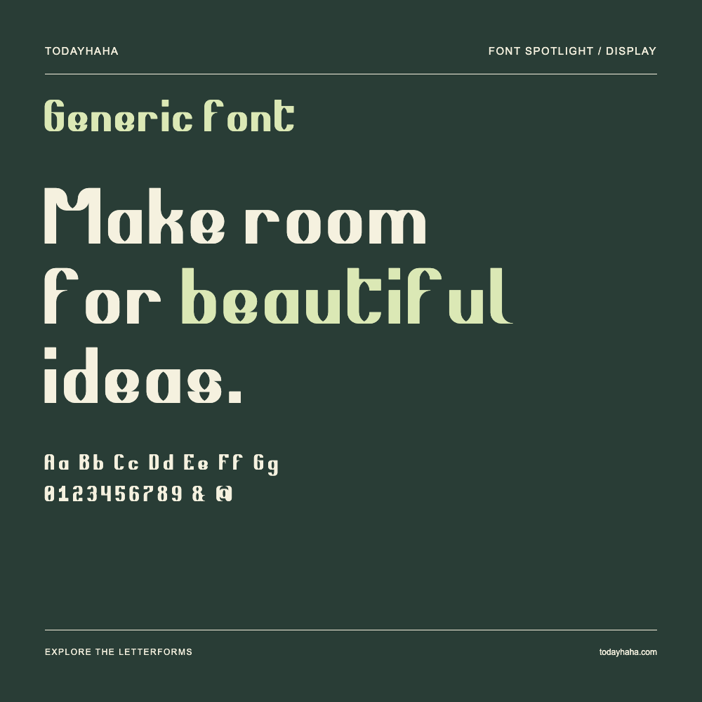 Generic font — Affiche typographique avec exemple de texte