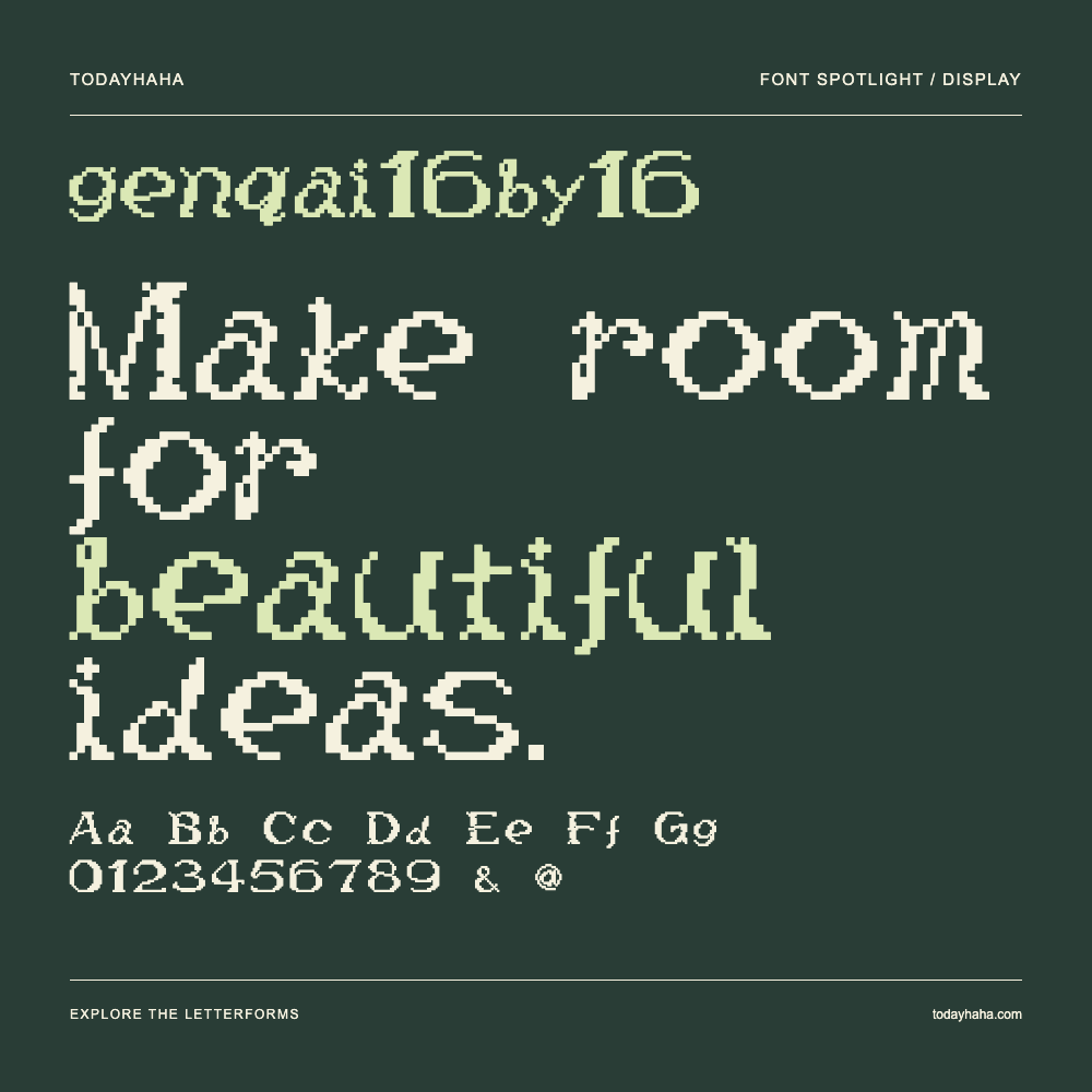 genqai16by16 — Affiche typographique avec exemple de texte