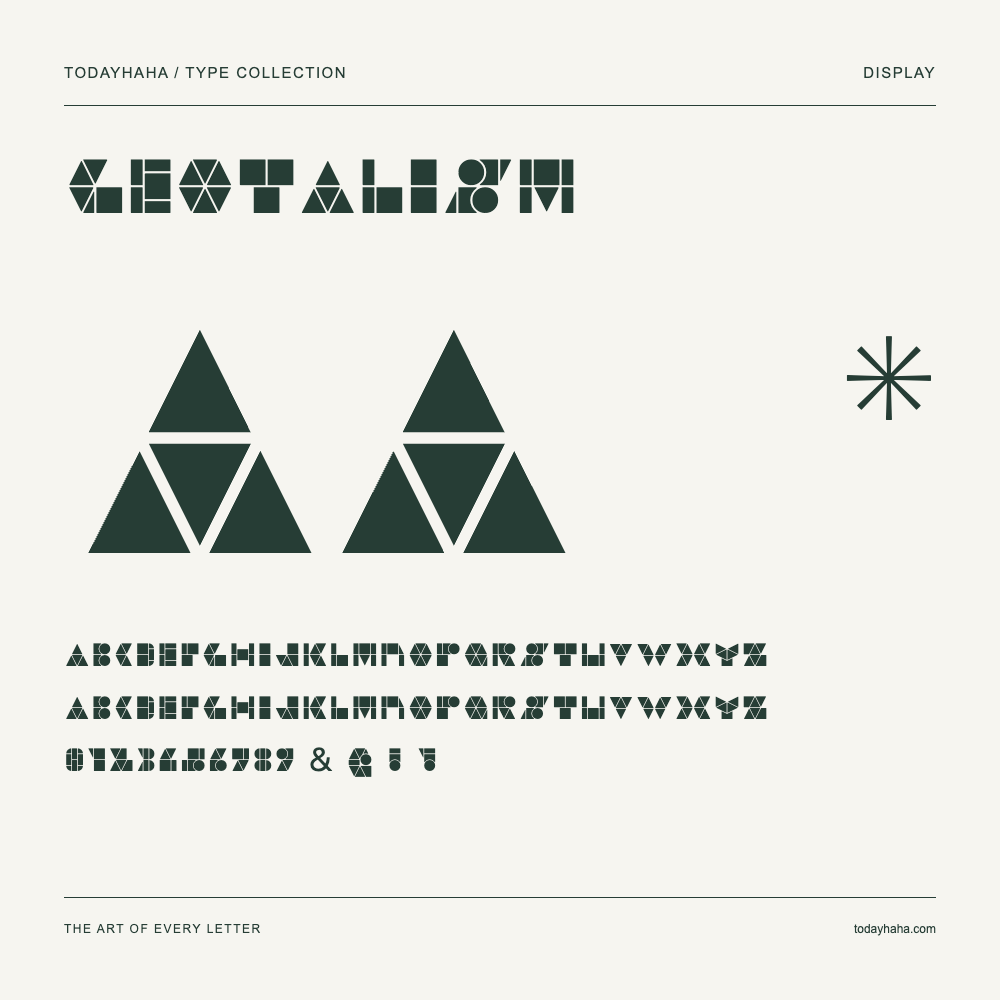 Geotalism — Spécimen avec majuscules, minuscules et chiffres
