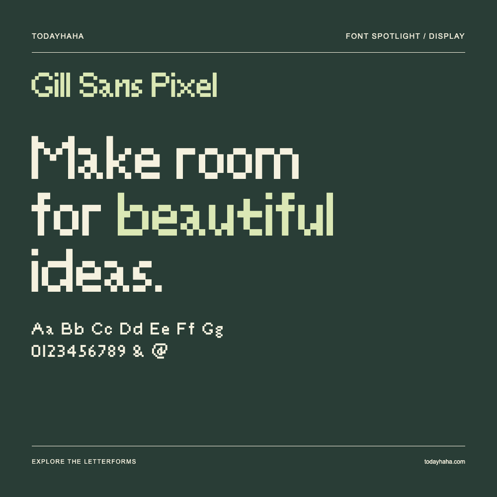 Gill Sans Pixel — Pôster tipográfico com texto de exemplo