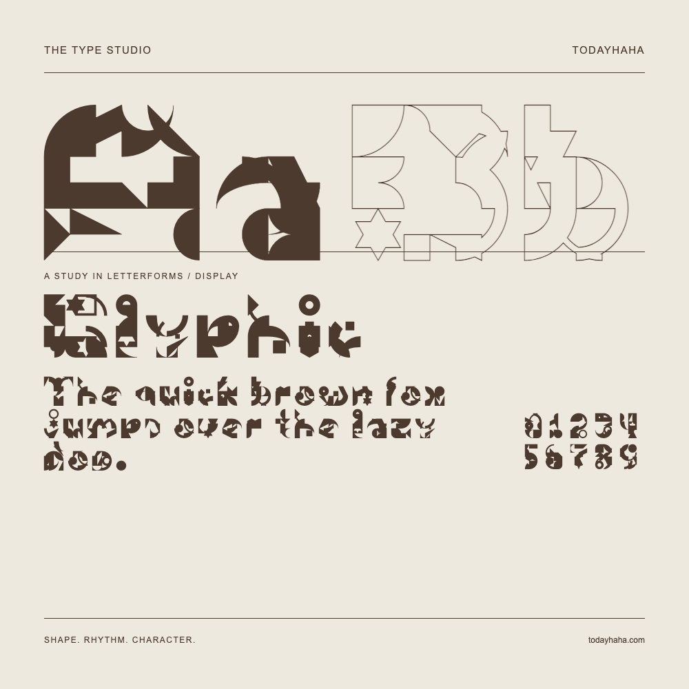 Glyphic — Studio delle lettere con frase e numeri