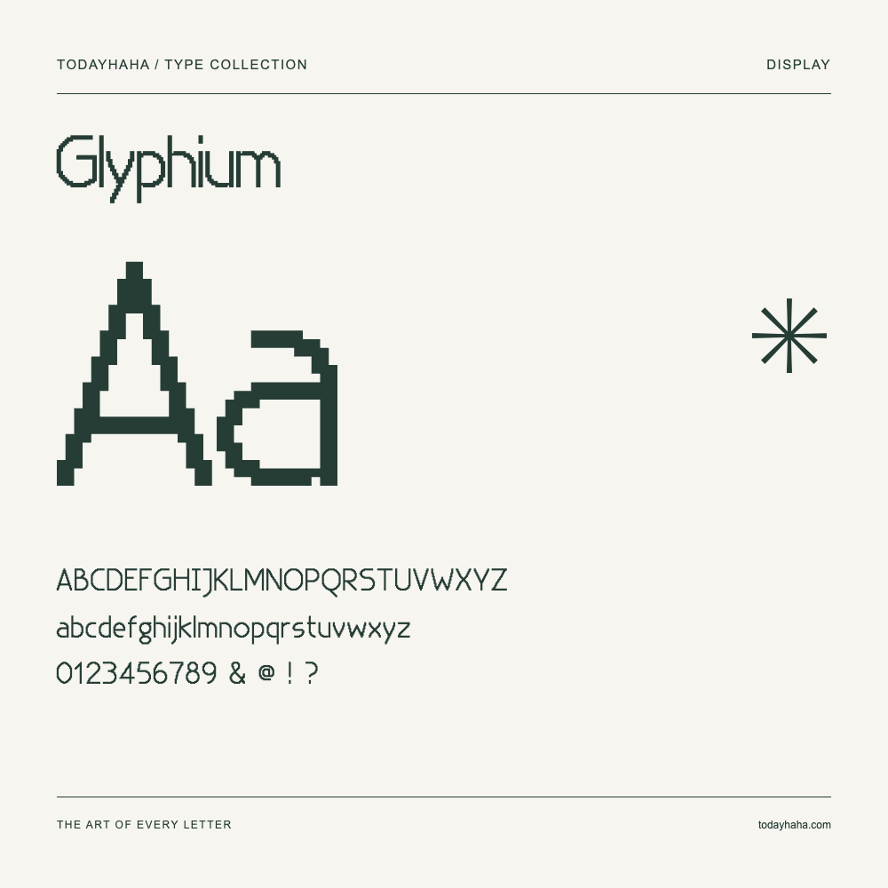 Glyphium — Campione con lettere maiuscole, minuscole e numeri