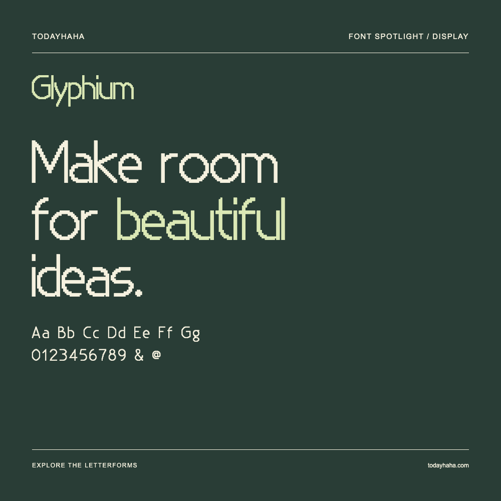 Glyphium — Poster tipografico con testo di esempio