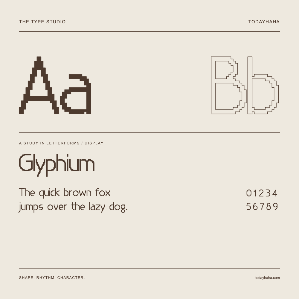 Glyphium — Studio delle lettere con frase e numeri