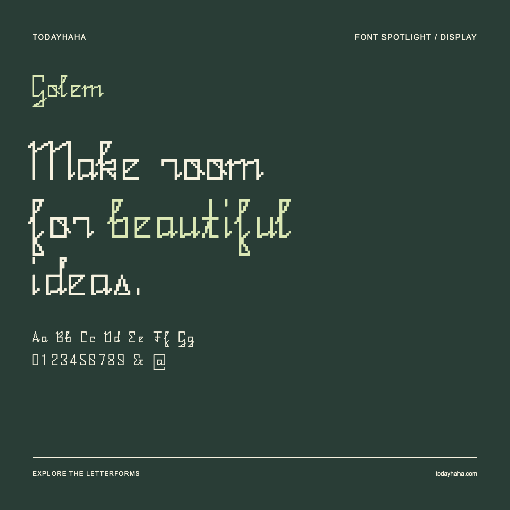 Golem — Póster tipográfico con texto de muestra