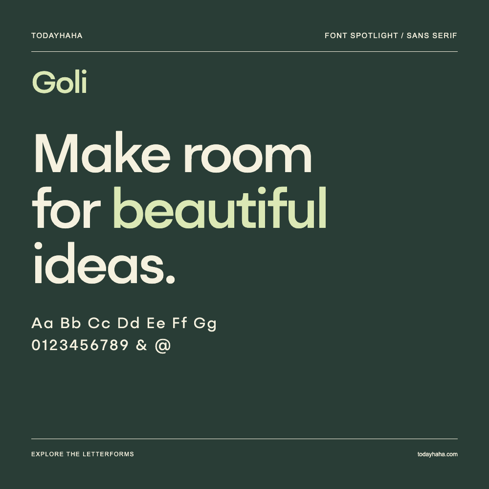 Goli — Póster tipográfico con texto de muestra