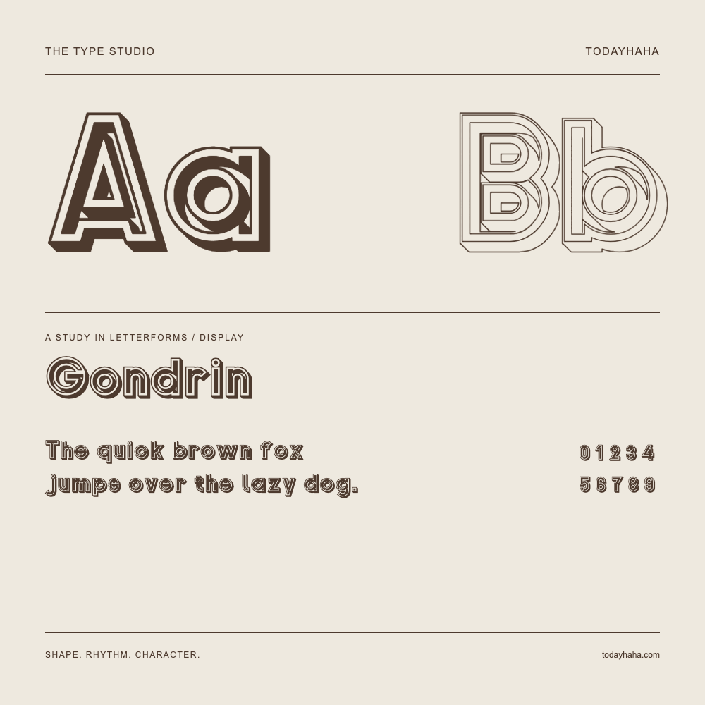 Gondrin — Studio delle lettere con frase e numeri