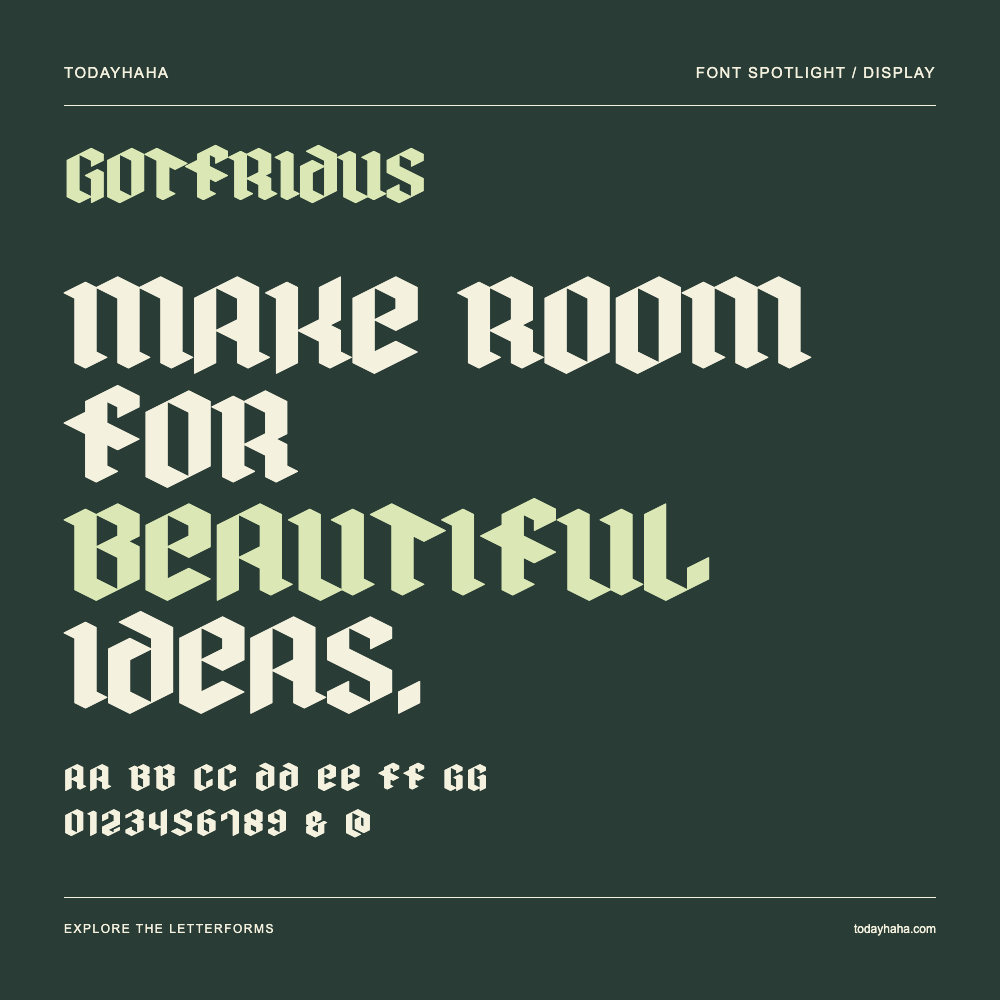 Gotfridus — Affiche typographique avec exemple de texte