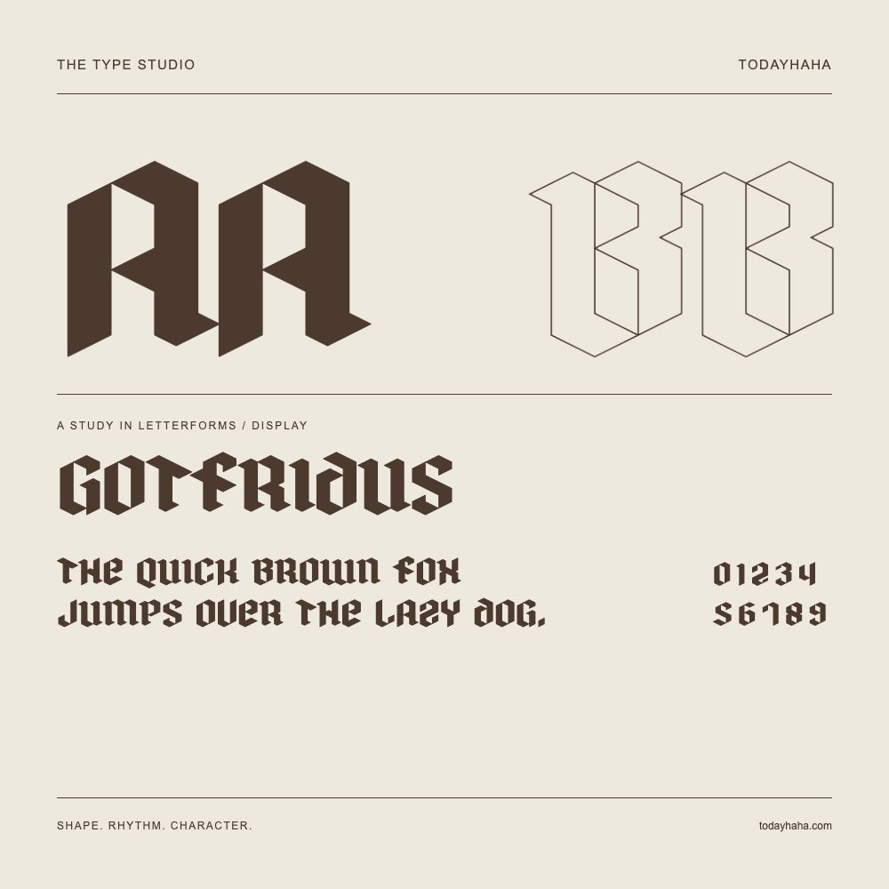 Gotfridus — Étude des lettres avec une phrase et des chiffres