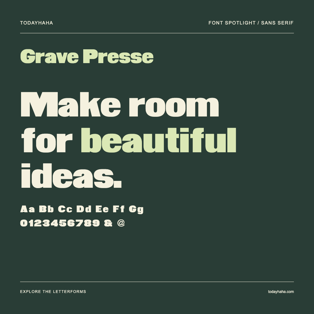 Grave Presse — Typografieposter mit Beispieltext