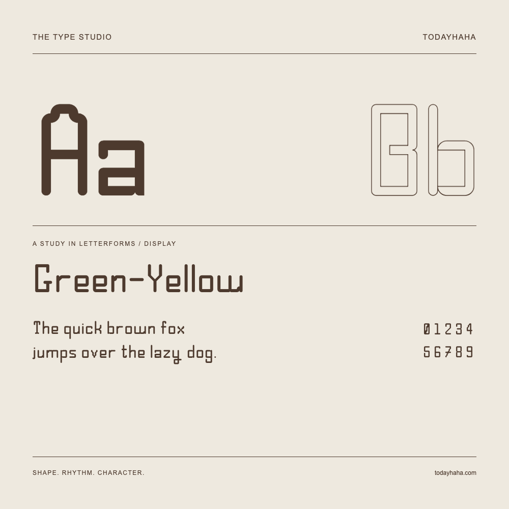 Green-Yellow — Studio delle lettere con frase e numeri