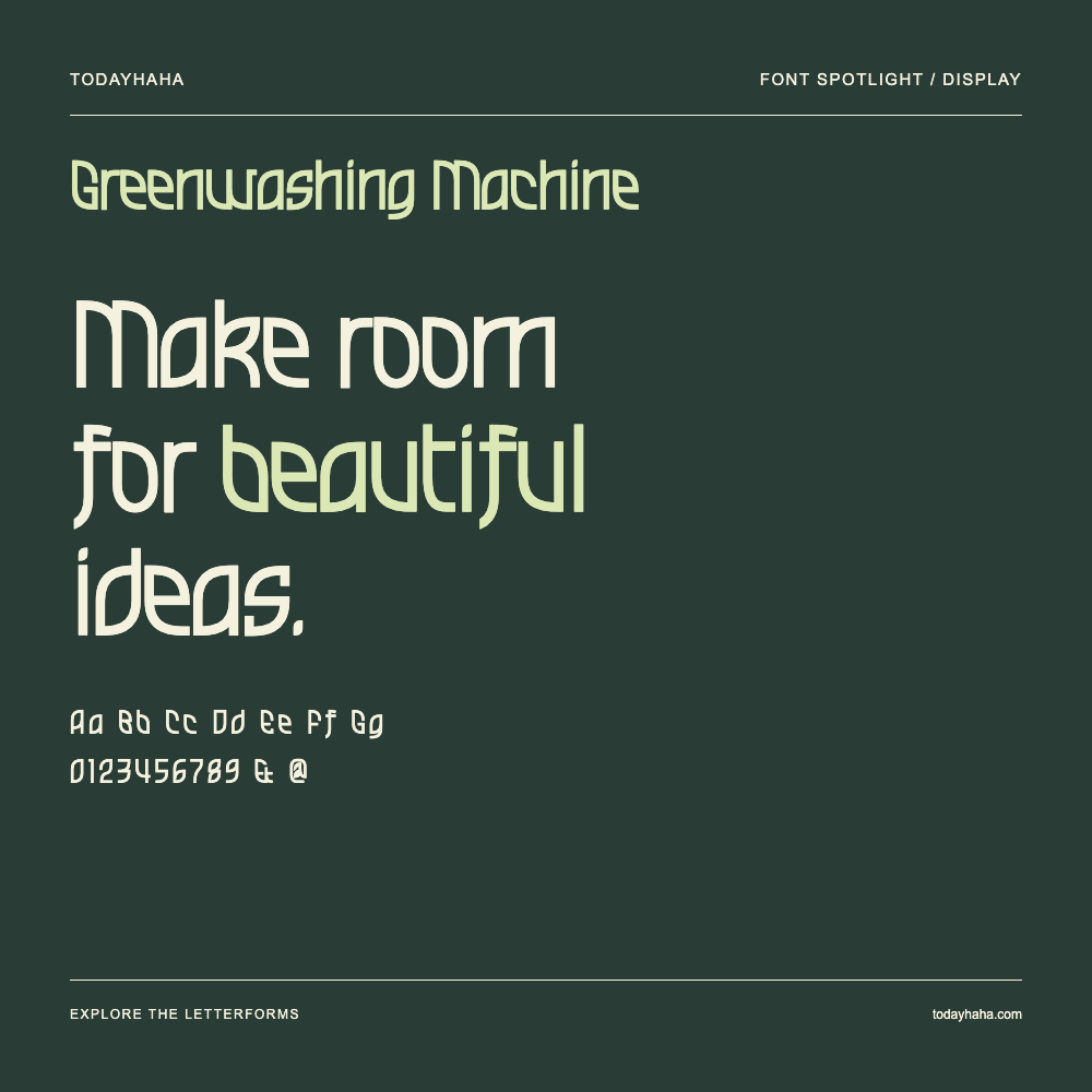 Greenwashing Machine — Typografieposter mit Beispieltext