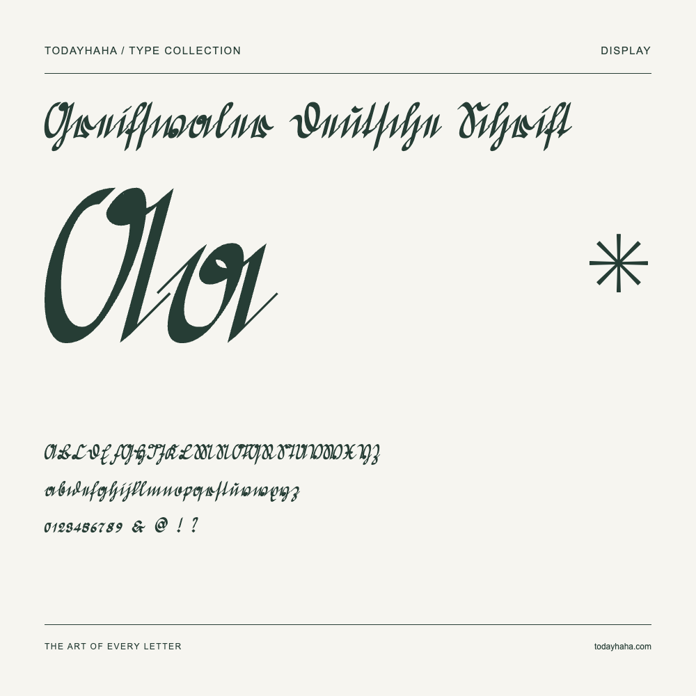 Greifswaler Deutsche Schrift — Schriftmuster mit Großbuchstaben, Kleinbuchstaben und Ziffern