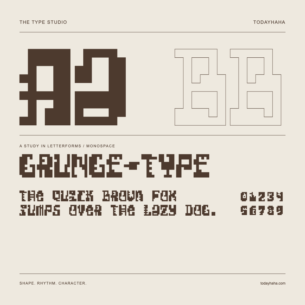 GRUNGE-TYPE — Estudio de letras con una frase y números