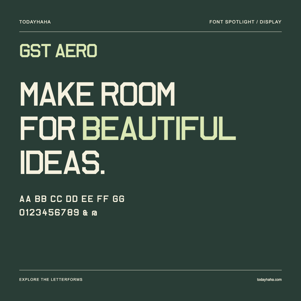 GST Aero — Póster tipográfico con texto de muestra