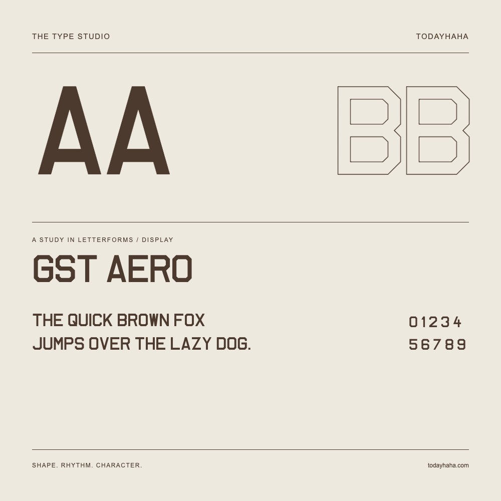 GST Aero — Estudio de letras con una frase y números