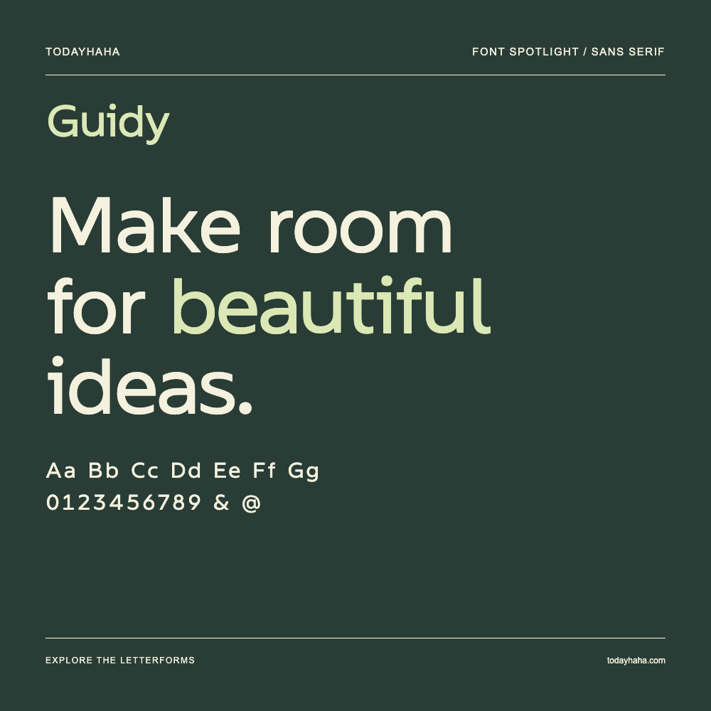 Guidy — Typografieposter mit Beispieltext