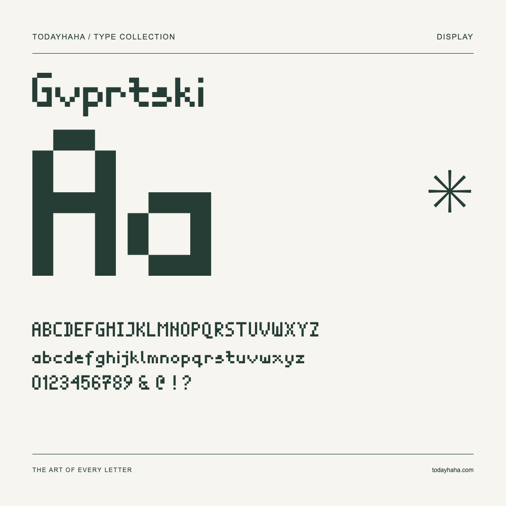 Gvprtski — Muestra de mayúsculas, minúsculas y números