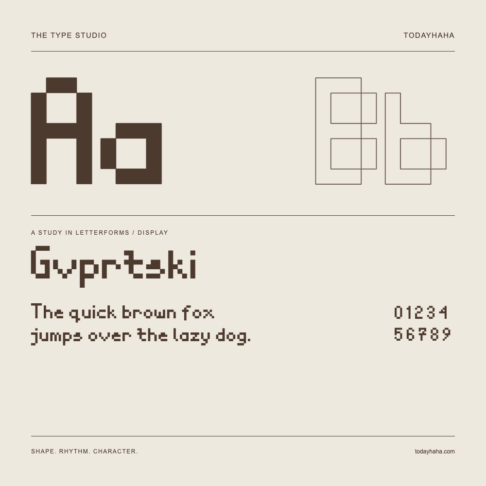 Gvprtski — Estudio de letras con una frase y números