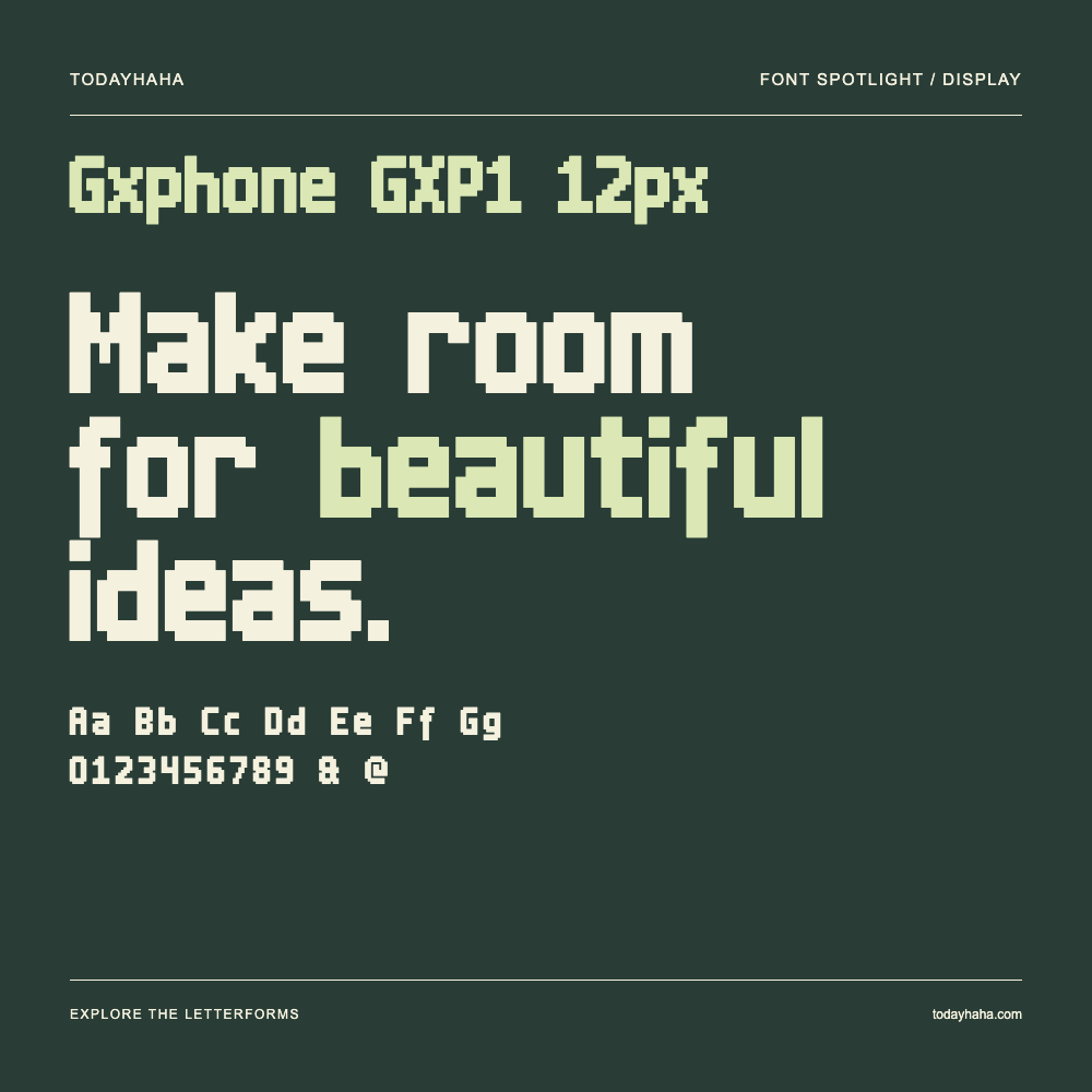 Gxphone GXP1 12px — Póster tipográfico con texto de muestra