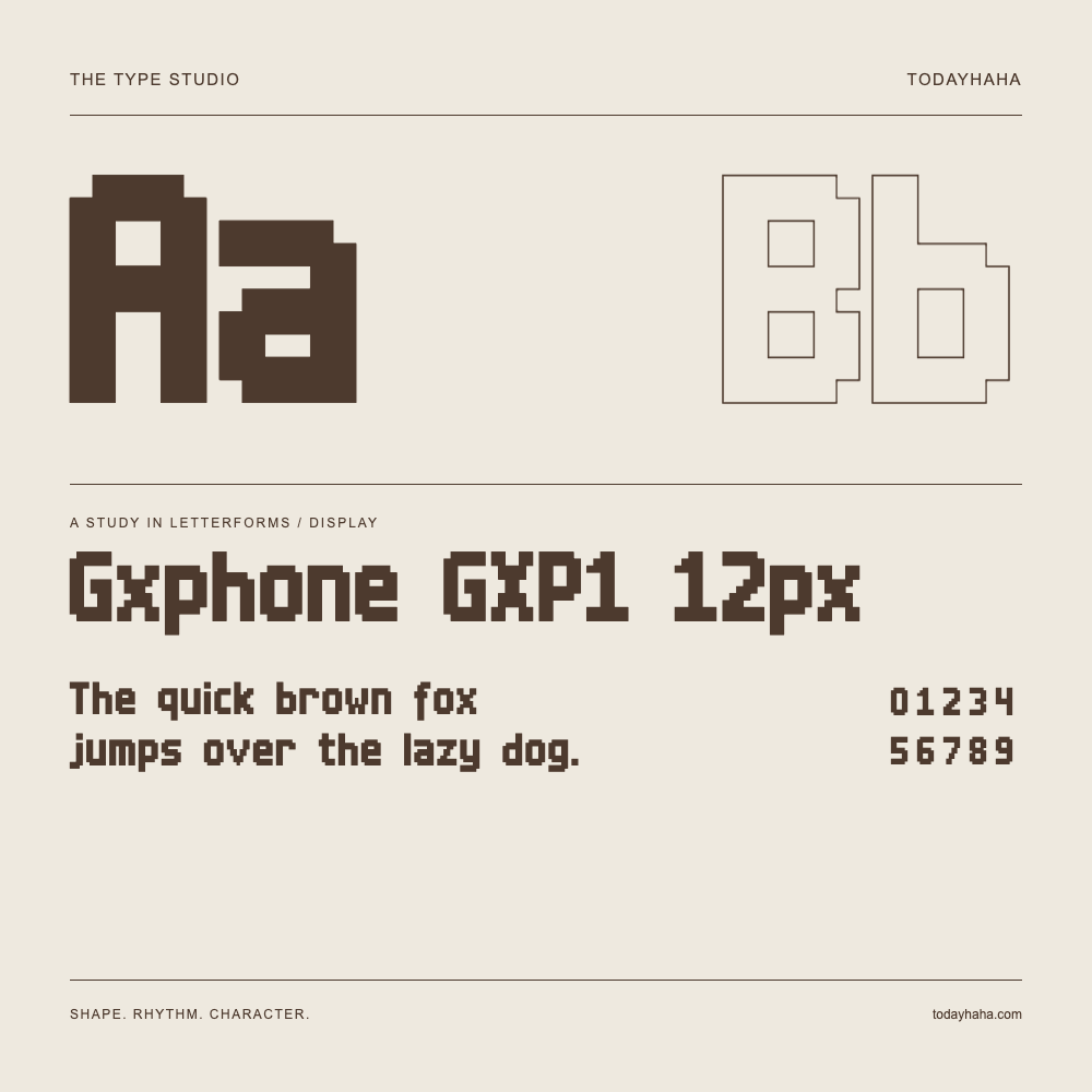 Gxphone GXP1 12px — Estudio de letras con una frase y números