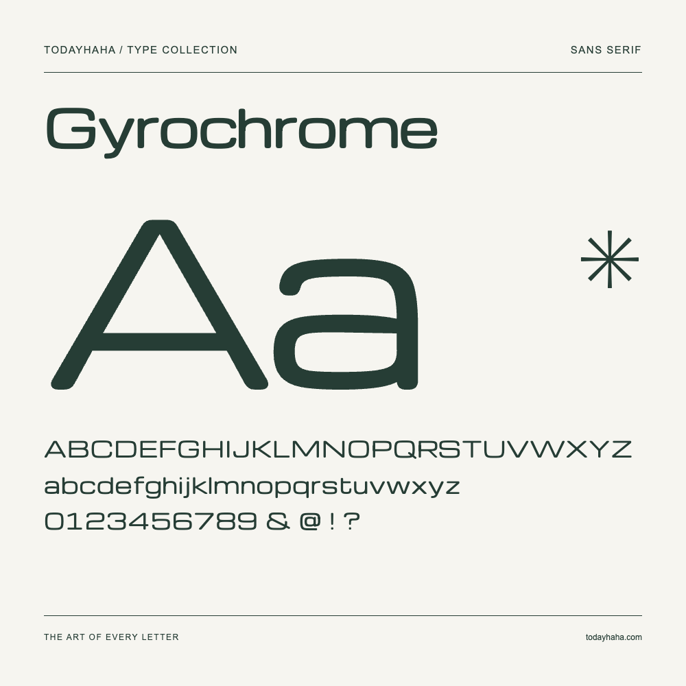 Gyrochrome — Muestra de mayúsculas, minúsculas y números