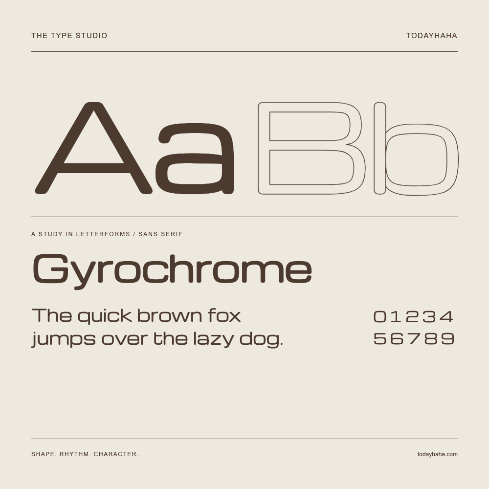 Gyrochrome — Estudio de letras con una frase y números