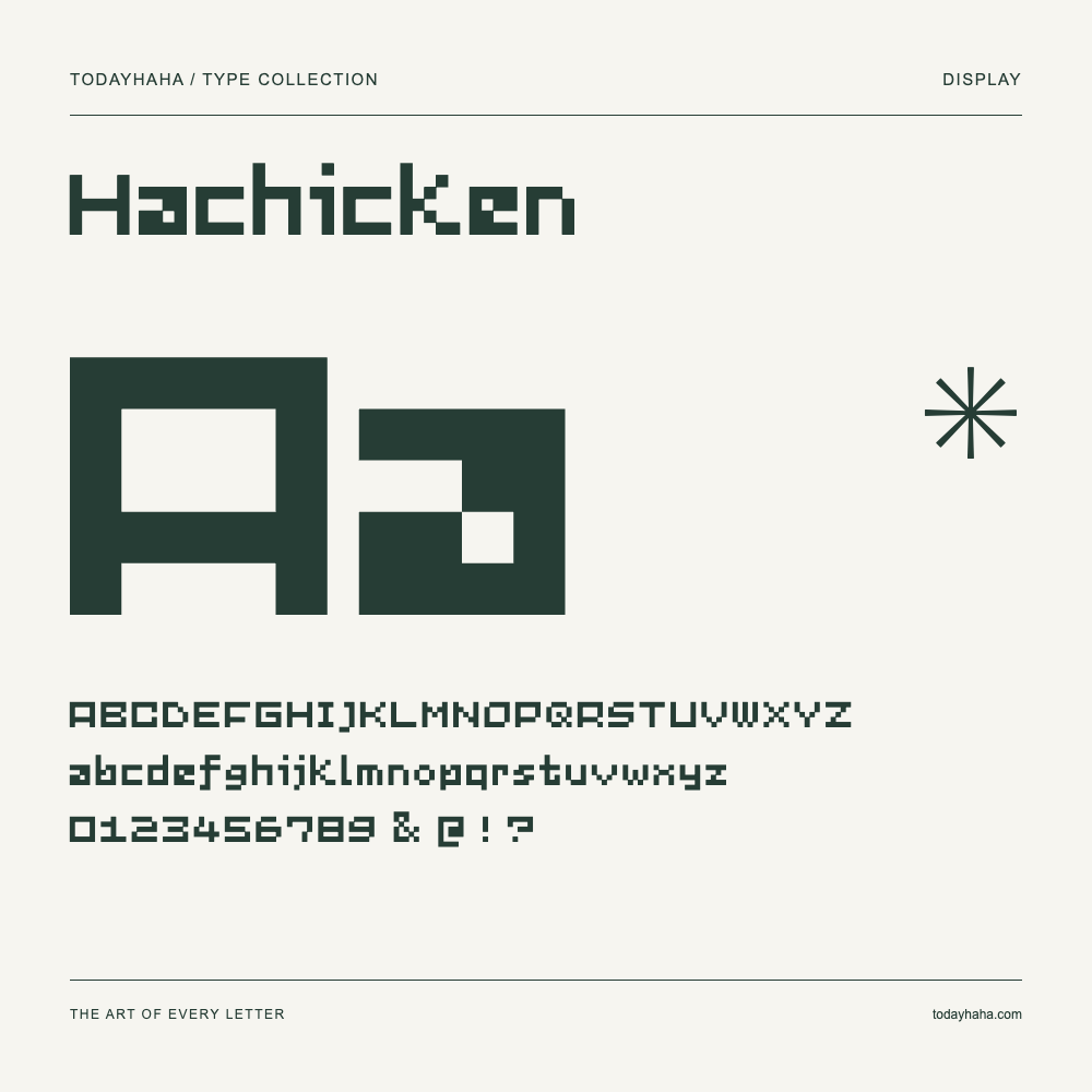 Hachicken — Campione con lettere maiuscole, minuscole e numeri